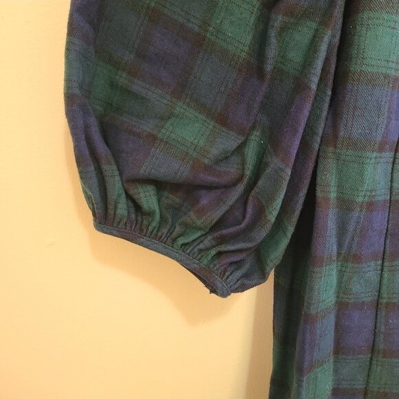 NWT Hill House Araminta Dress Tartan Green Blue Stewart Plaid Size M - Picture 9 of 9